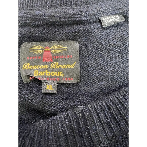 Barbour Beacon brand men’s navy blue 100% lambswool sweater XL - Picture 9 of 13